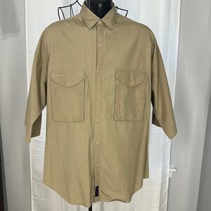Columbia Tan Casual Button Down Shirt Relaxed Fit